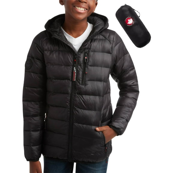 CANADA WEATHER GEAR Boys' Puffer Jacket - Lightweight Nylon Packable Winter Coat for Boys (8-20)