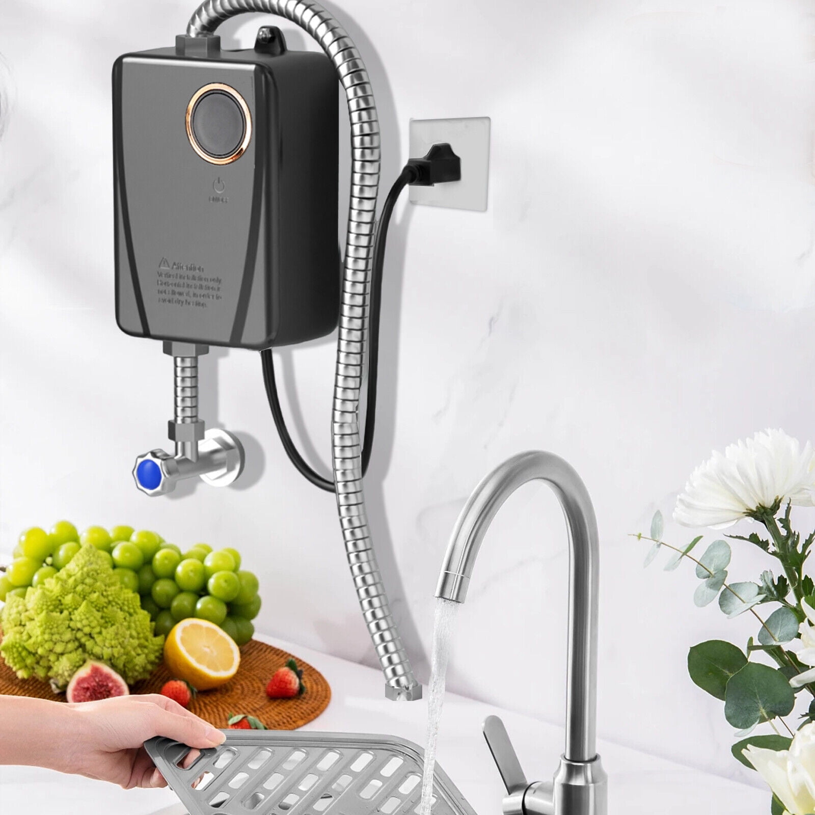 Home Electric Tankless 3KW Water Heater Intelligent Control Instant Hot Shower Kitchen Heater LED Display