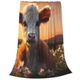 thumbnail image 2 of Honeii Sunset Calf Flower Field Print Fleece Blanket - Throw Blanket for Bed, Sofa, Couch, Camping, and Travel , Microplush Ultra Soft Warm Blanket-50"x40", 2 of 7