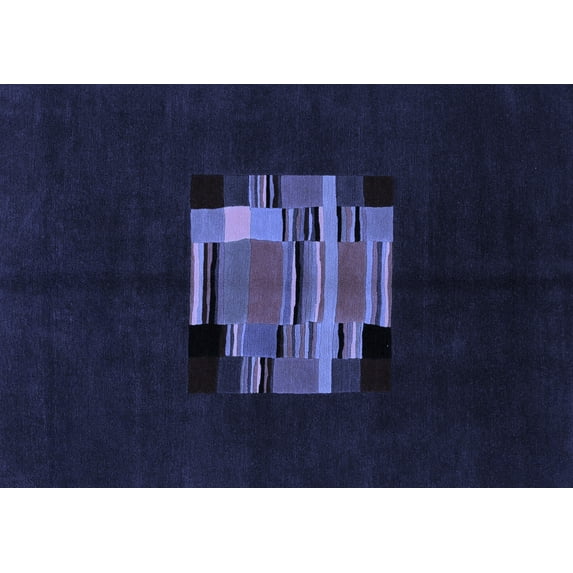 Ahgly Company Machine Washable Indoor Rectangle Abstract Blue Modern Area Rugs, 4' x 6'