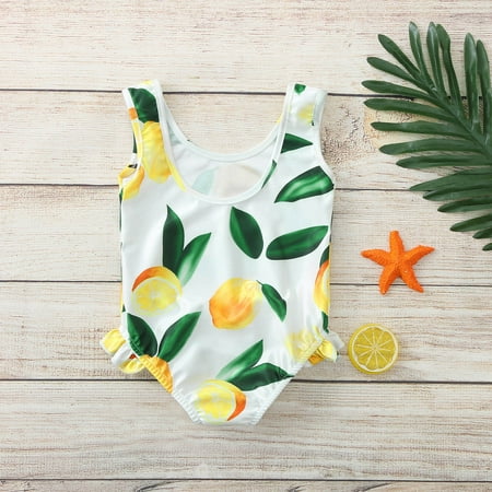 

nsendm Piece Printed Lemon Swimwear Toddler Ruffles Girls One Swimsuit Baby Girls Swimwear plus Girls Swimsuit Swimwear Yellow 4-5 Years