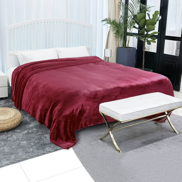Super Soft Lightweight Flannel Fleece Blankets Burgundy Throw 50 X 59 Walmart Com Walmart Com