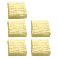 AUQ 5Pcs Wash Cloth,Square Gauze Construction Face Cloths for Washing Face,Convenient Hang Design Wash Cloths for Body,Yellow,11.81*11.81*0.39in
