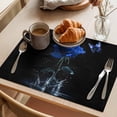 thumbnail image 3 of Blue Roses Placemats Set of 4 Modern Art Splash Flowers Butterfly Place Mats Indoor Wipeable Table Mats Washable Cloth Dining Table Placemats for Kitchen Holiday Party Home Decor 13x19 Inch, 3 of 9