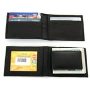 Men's Leather Magnetic Money Clip Slim Credit Card Id Holder Black Wallet 4 x 3 inches
