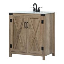 Elegant Decor Grant 30" Aluminum MDF Single Bathroom Vanity in Natural Oak