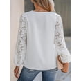 thumbnail image 4 of Blusas de mujer, blusa tipo túnica de manga larga con cuello en V y mangas de encaje, 4 of 6