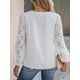 thumbnail image 4 of Blusas de mujer, blusa tipo túnica de manga larga con cuello en V y mangas de encaje, 4 of 6