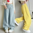 thumbnail image 5 of yocbz Teen Girl Jeans Girls Cute Wide Leg Flared Jeans Kids Pants with Pockets Light Blue,Size for 11-12 Years, 5 of 6