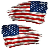 CCOCC American Flag Decal, Tattered American Flag Sticker for Cars, Trucks & Windows, Patriotic Flag Decal (Distressed Bumper Sticker 3.7x2.3 inches)