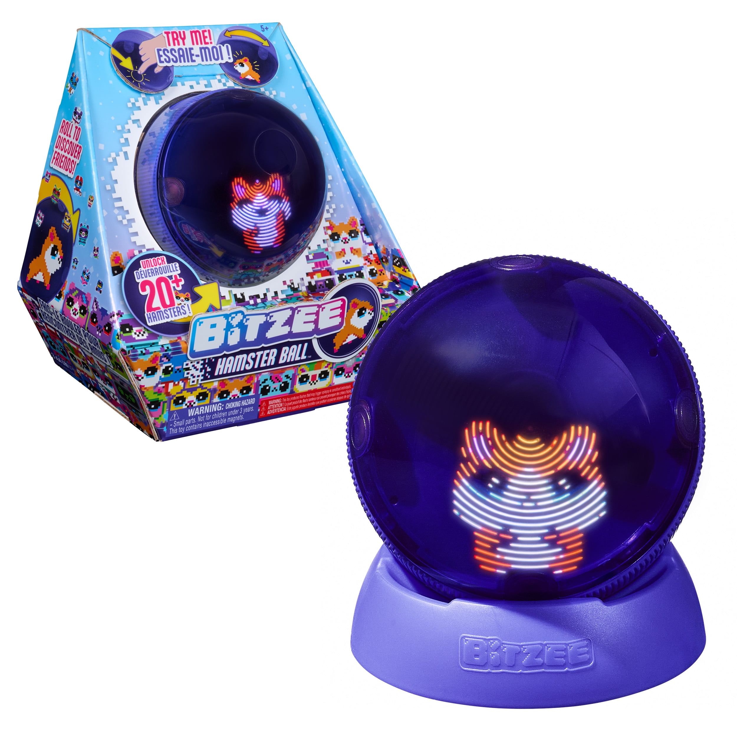 Bitzee, Hamster Ball, Jouet interactif avec 20 hamsters à l'intérieur, roule et réagit au toucher, jouet animal de compagnie numérique pour filles et garçons à partir de 5 ans