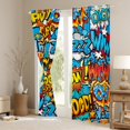 thumbnail image 4 of Feelyou Cartoon Art Black Out Curtains for Teens, Vintage Hip Hop Graffiti Curtains Pack of 2 (42x63 Each), Game Boy Bedroom Curtains, Curtains and Drapes Decor, 4 of 7