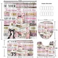 thumbnail image 2 of 4 Pcs Pink Fashion Shower Curtain Sets with Rugs Flower Bathroom Decor Set with Shower Curtain and Rugs and Accessories Modern Perfume Bottle Floral Bathroom Curtain with 12 Hooks, 2 of 7