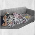 thumbnail image 6 of 90s Soft Flannel Fleece Throw Blanket, Geometric Pattern in Retro Style Round Half Moon Triangle Shapes Artwork, Cozy Plush for Indoor and Outdoor Use, 70" x 90", Navy Yellow Pink, by Ambesonne, 6 of 6