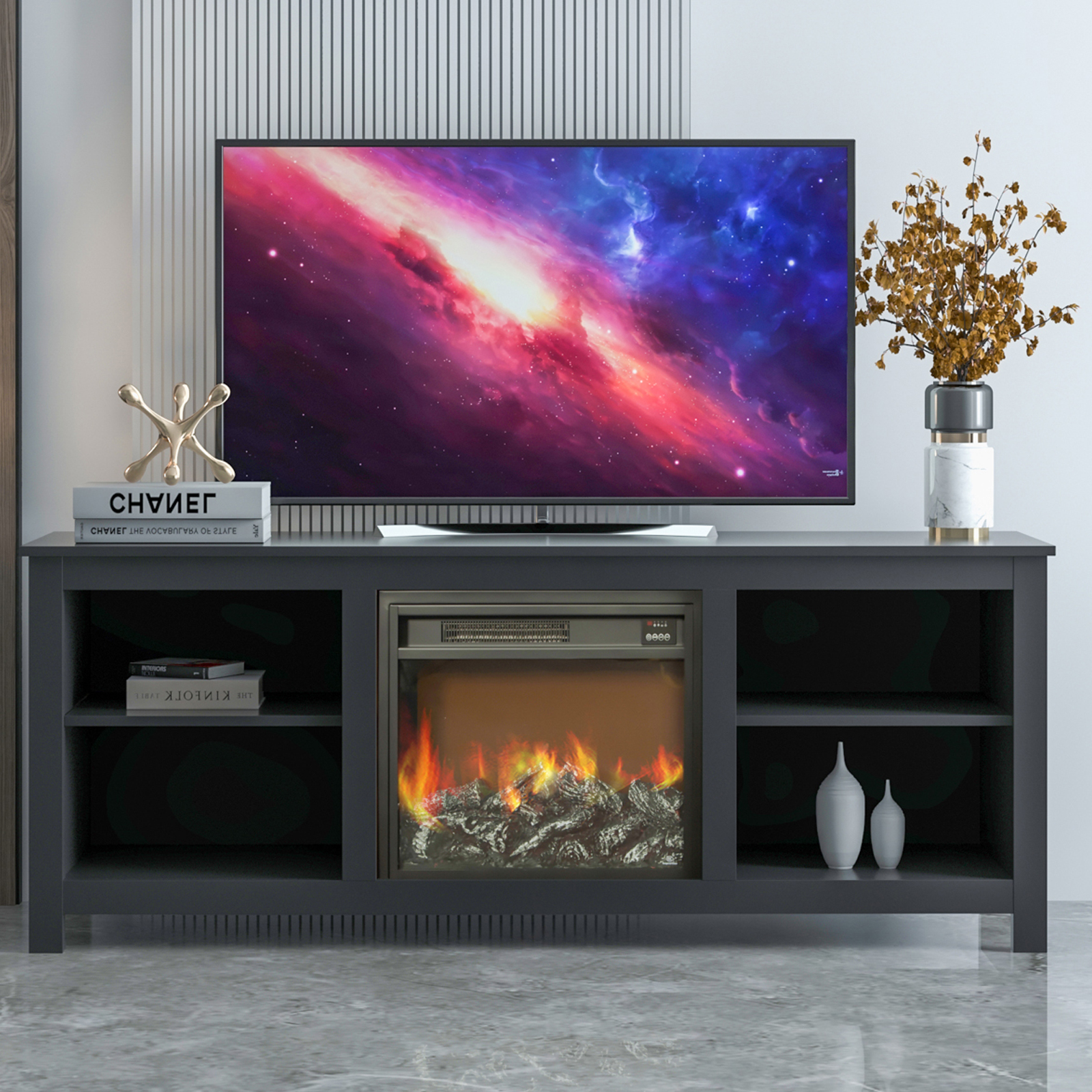 TV Stand with Fireplace, 58" Electric Fireplace Heater TV Stand for 65