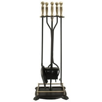 15006 Antique Fireplace Toolset with Brass Handles, 5 Piece set