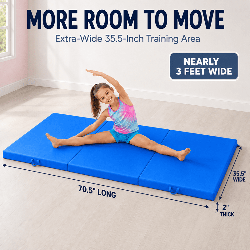 Tumbling Mat, 6’x2" Thick High Density Anti Tear Gymnastics Mat, Gym Folding Exercise Aerobics Mats w/Carrying Handles for Home Gym Exercise, Multiple Colors
