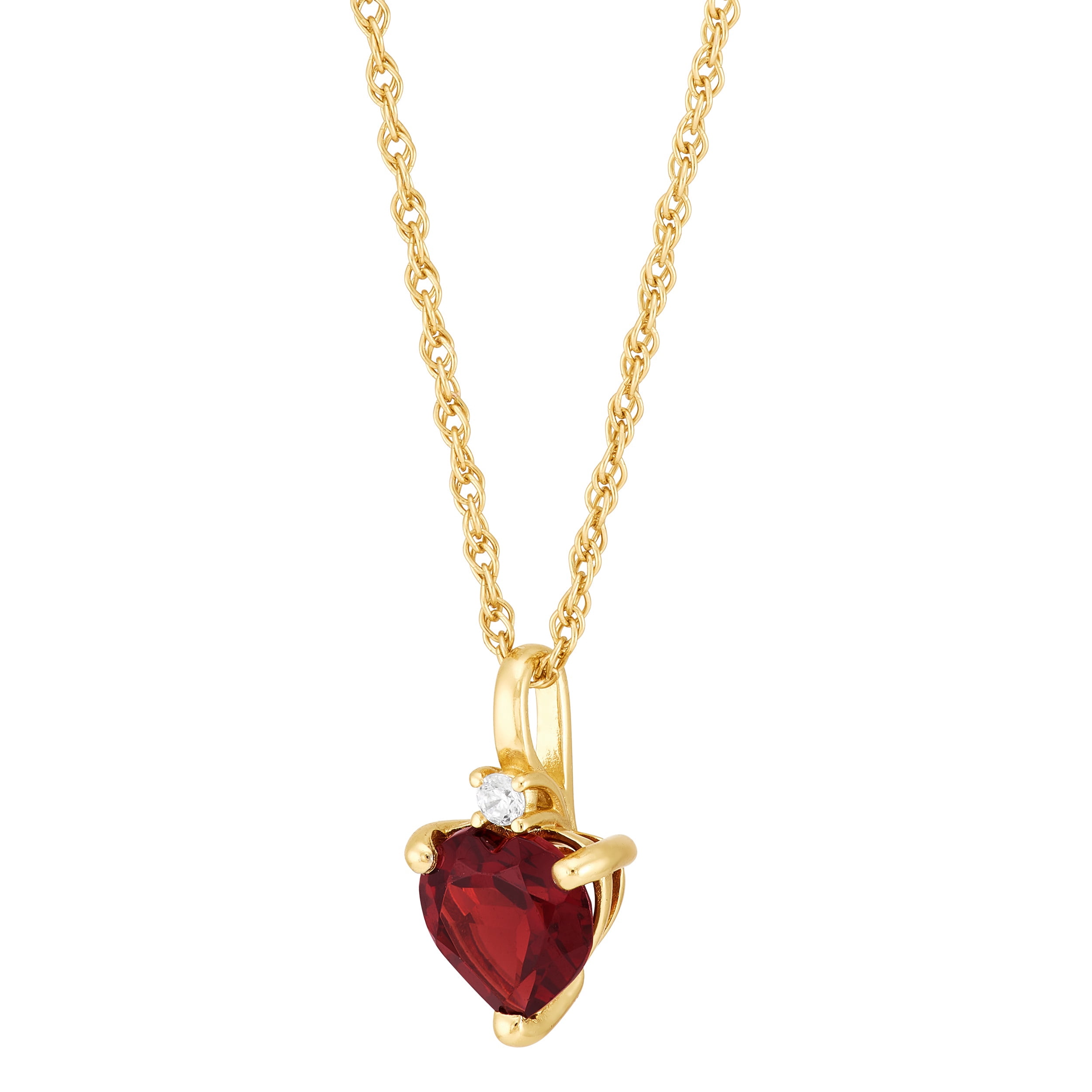 Brilliance Fine Jewelry Garnet Heart Pendant in 14KT Gold Plated Sterling Silver