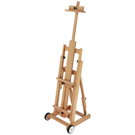 Creative Mark Mirage All Media Wood Studio Easel, Natural Finish, Artist Easel, Adjustable Angle, Solid Elmwood, 83" Height, 71" Canvas Capacity, Sturdy Base