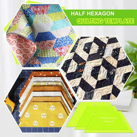 6Pcs Half Hexagon Quilting Template Acrylic Quilting Template Ruler 8 9 10 Inch Quilt Rulers for Quilting