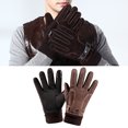 thumbnail image 2 of Guantes cálidos de invierno elástico de cuero táctil Para ciclismo Estilo 1 Marrón Sunnimix, 2 of 8