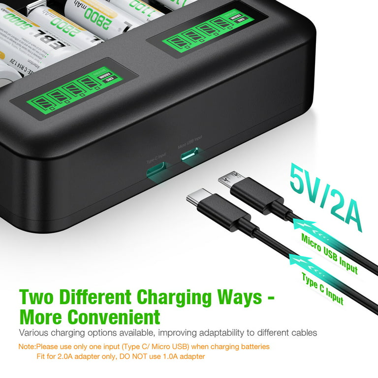 EBL AA Battery 1.5V AA Lithium ion Batteries 3300mWh with Micro USB Cable,  2 Hours Quick Charge USB AA Rechargeable Batteries 4 Packs