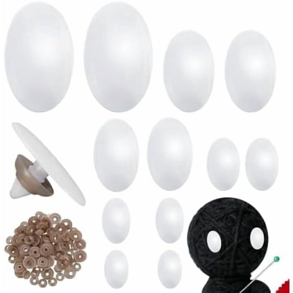 6 Styles White Safety Eyes 120PCS Oval Plastic Safety Eyes Craft Stuffed Animal Eyes with Washers for Crochet Plush Animal Amigurumi Puppet Teddy Bear Needle Felting Crafts Eyes 1set DIY