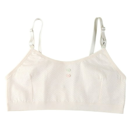 Yigsgc Girls  Training Bra Cotton Stretch Seamless Bralette Starter Bras Color Beige Size 10-12 Years