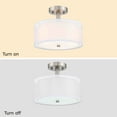 thumbnail image 5 of 11.81" 3-Light Modern Brushed Nickle Semi Flush Mount Ceiling Light Fixture with Fabric Shade for Bedroom, Living Room, Dining Room, Kitchen, Hallway, E26, 5 of 10