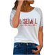 thumbnail image 1 of Blusa con estampado de cuello Rounk informal para mujer con estilo, camiseta de manga corta ahuecada, Tops de verano OAVQHLG3B Store  lin121212, 1 of 4