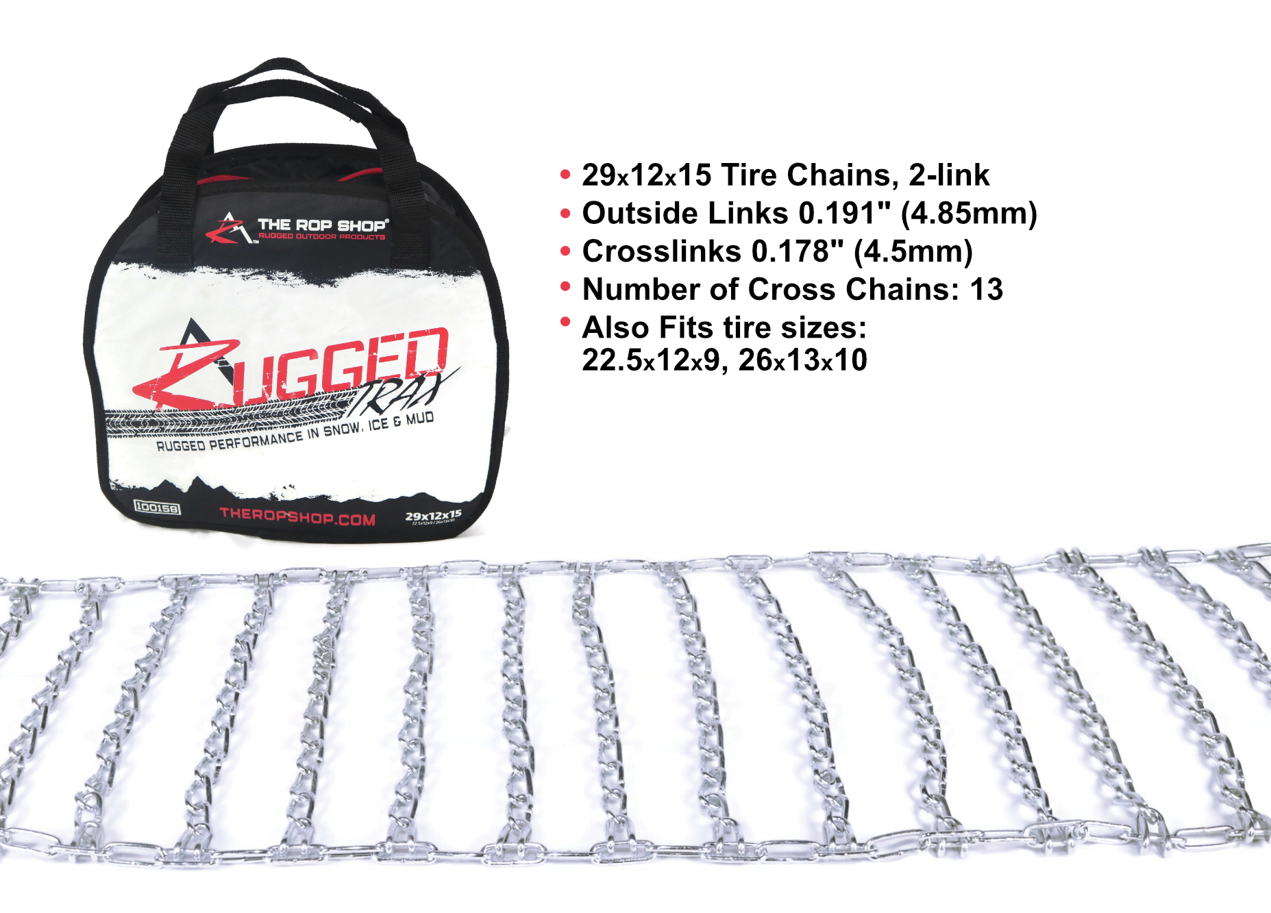 The ROP Shop | Pair 4 Link Tire Chains 29x12x15 for Sears Craftsman Lawn Mower Tractor Rider - image 2 of 6