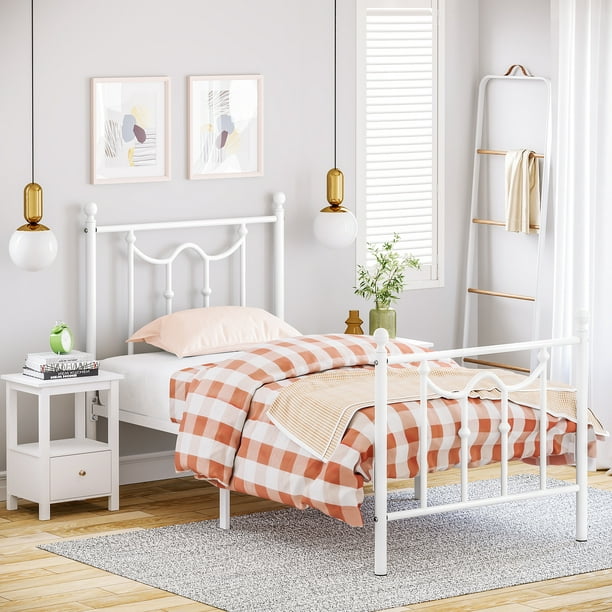 Vasagle Twin Size Metal Bed Frame With, Vasagle Full Size Metal Bed Frame With Headboard Footboard White