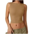 thumbnail image 1 of Yuyuzo Débardeurs pour Femmes Col Rond Sans Manches Débardeurs Basiques Dos Nu Couleur Unie Crop Tops, 1 of 6