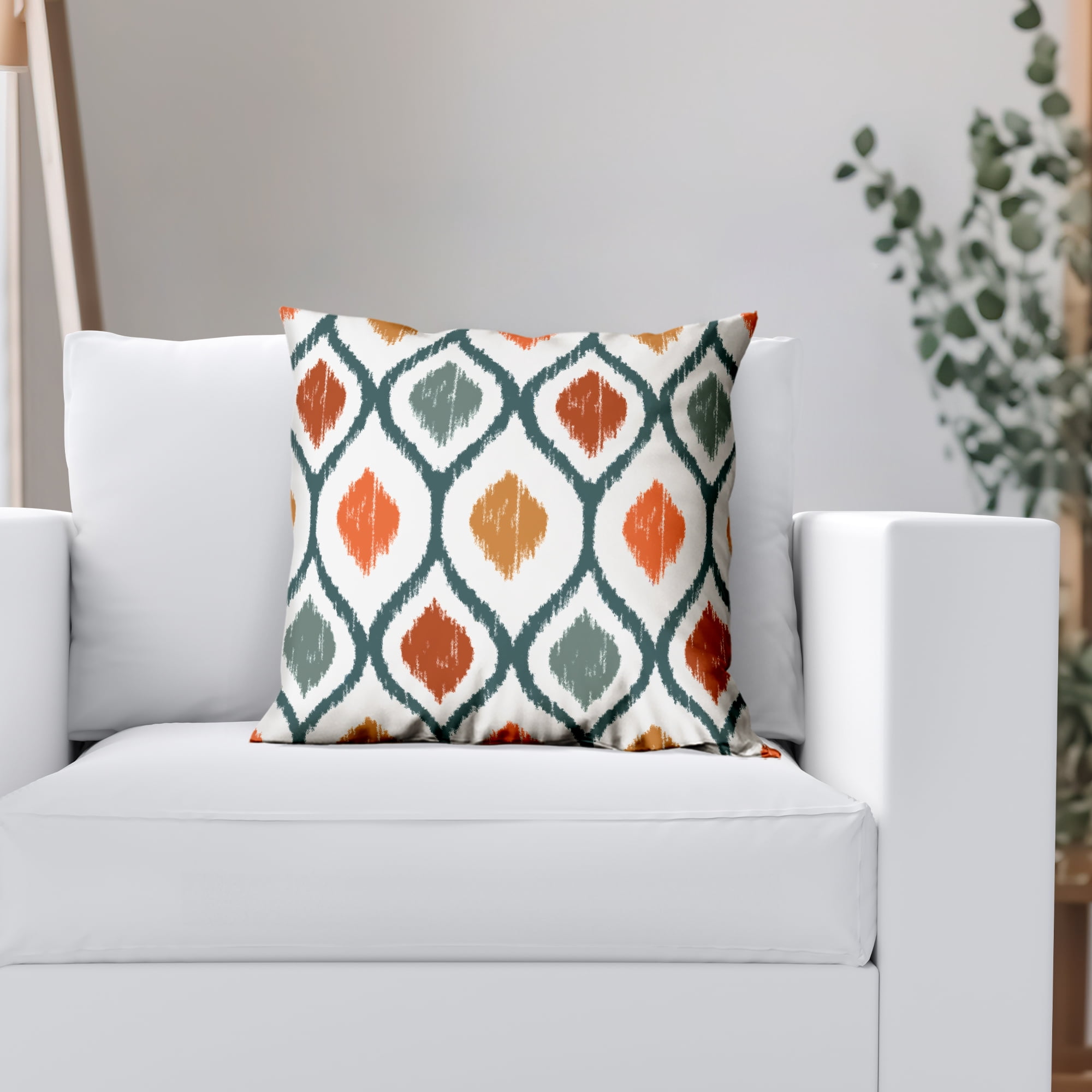 Americanflat 18"x18" Blue and Orange Diamond Pattern Design Throw Pillow with Premium Polyester