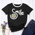 thumbnail image 2 of Women’s Graphic Print Tee Casual Short Sleeve T Shirt Funny Letter Printed T Shirts Summer Short Sleeve T-Shirt with Trendy Design for Daily Wear(Black3,L), 2 of 5