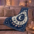 thumbnail image 6 of Celestial Zodiac Sun Face Illustration Mystical Blue, Festive Holiday Scene, Warm Flannel Blanket for Living Room and Reading Nook, Art Lovers Christmas Gift, Festive Home Decor, 6 of 9