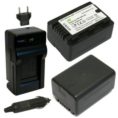Replacement for Panasonic HC-V700M Battery (2-Pack 2200mAh) and Charger