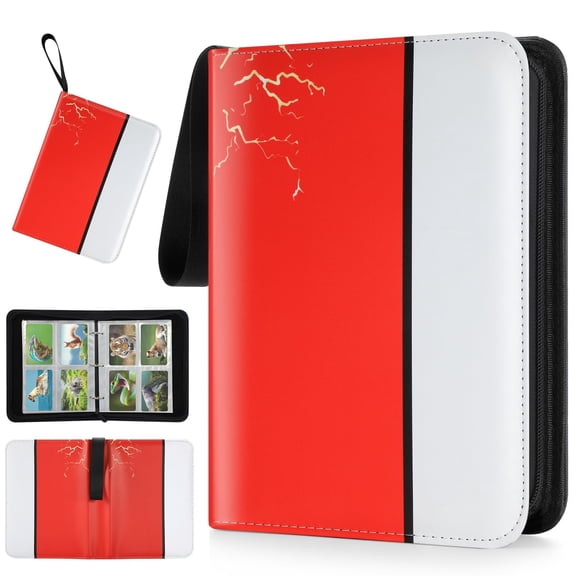 Trading Card Binder, 4 Pocket 400 Cards Holder with 50 Removable Sleeves Display Storage Collector Album Compatible with TCG Game Football Sports Cards