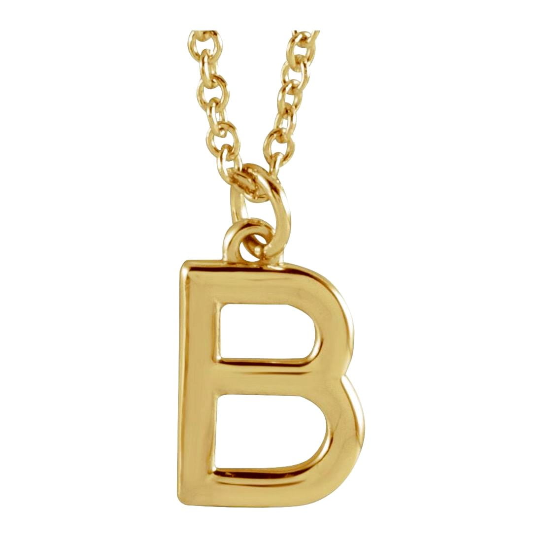 925 Sterling Silver 18k Yellow Gold Plated Letter Name Personalized Monogram Initial B 9.5x6.1mm 18 Inch Polished Initia