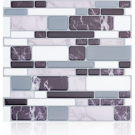 4 Sheets 3D Thick 10.6x10" Square Wallpaper Brick Pattern PVC Wall Panels Mosaic Stick On Kitchen Backsplash