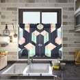 thumbnail image 4 of Yayeee Kitchen Curtains Tier Pair Light Filtering 27"x36" Rod Pocket Short Cafe Window Panel, Black Cubes, 4 of 7