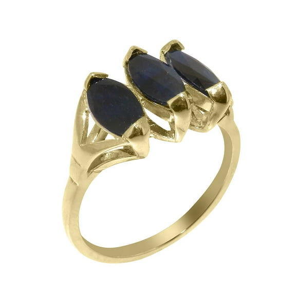 LBG British Made 9k Yellow Gold Natural Sapphire Womens Anniversary Ring - 33 size options - Size 10