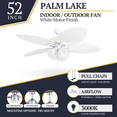 thumbnail image 3 of Prominence Home Palm Lake 52" Indoor Outdoor Ceiling Fan with Pull Chain, White, 3 of 16