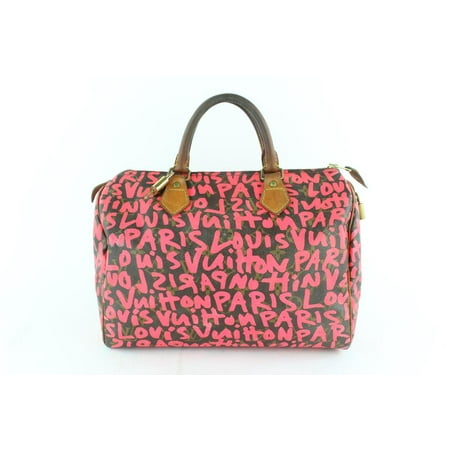 Louis Vuitton Monogram Speedy 30 - Louis Vuitton Speedy Stephen Sprouse Monogram Graffiti 30 14lz1130 Pink Coated Canvas Satchel