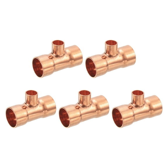 3/4-inch x 3/8-inch x 3/4-inch Copper Reducing Tee Copper Pressure Pipe Fitting Connector 5Pack