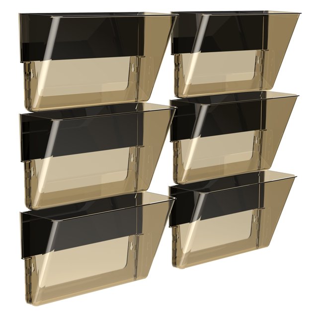 Storex Magnetic Wall Pocket, Letter Size, Smoke, 6-Pack