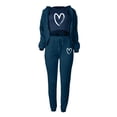 thumbnail image 4 of EHQJNJ Sweatsuit Set for Women Maternity Fall Outfits Trendy 2023 Casual Tracksuit Autumn and Winter Top Vest Pant Set Fashionable Heart Prints Zipper Hooded Sweatshirt Pants Three Piece, 4 of 6