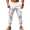 thumbnail image 2 of Mens Fleece Cargo Sweatpants Elastic Waist Cuff Baggy Joggers Drawstring Active Athletic Casual Pants with Pockets, 2 of 5