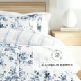 thumbnail image 6 of Noble Linens Down Alternative Cabbage Rose Stripe Stone Reversible Comforter Set, 6 of 8