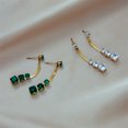 thumbnail image 3 of SPEKSEE Vintage Green Rhinestone Zircon Drop Earrings Accessories Geometric Square Charm Pendent Long Dangle Earring Ear Decorative Jewelry Gift for Friends Birthday Mother's Day, 3 of 5